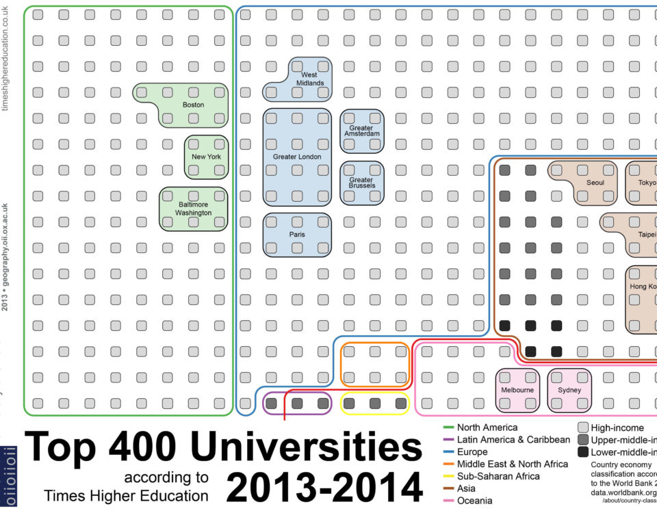 Mapping the Times Higher Education’s top-400 universities