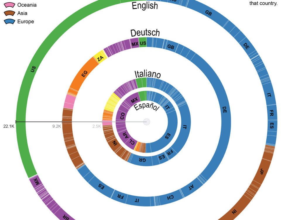 Geografische Abdeckung von Wikivoyage