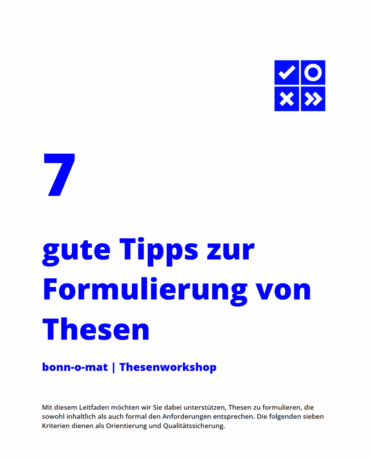 Handbuch 7 gute Tipps zur Formulierung von Thesen